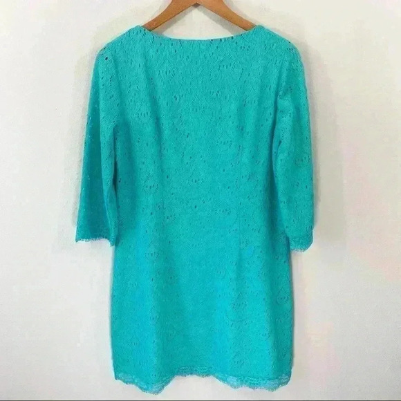 London Times teal lace overlay shift dress - Picture 4 of 4